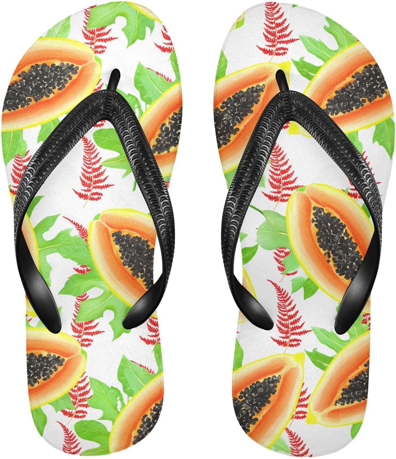 

Женские и мужские пляжные шлепанцы с рисунком папайи и папоротника, белые резиновые тапочки с противоскользящей подошвой для душа, летние сандалии Sinestour