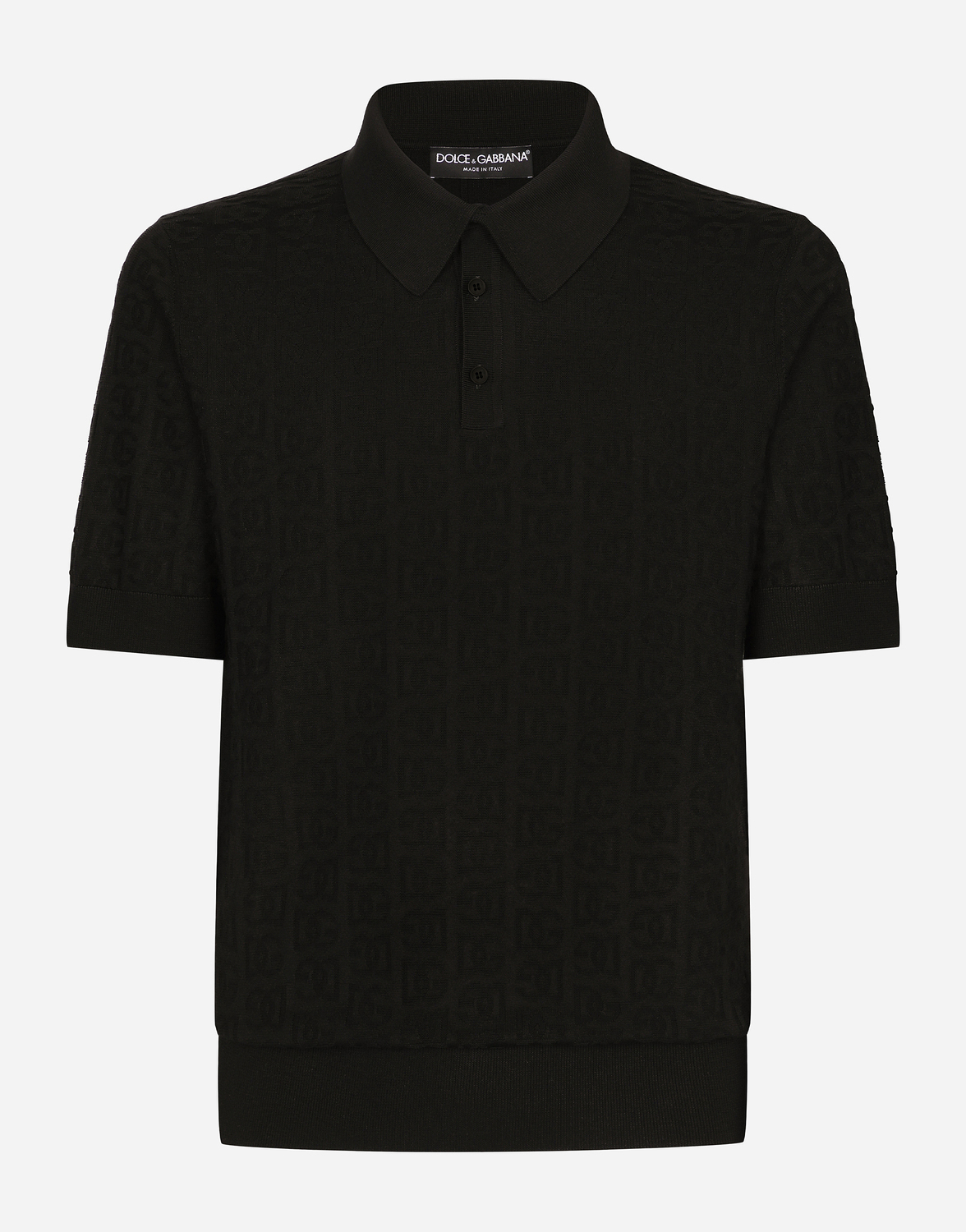

Поло из шелкового жаккарда с логотипом dg Dolce & Gabbana, черный
