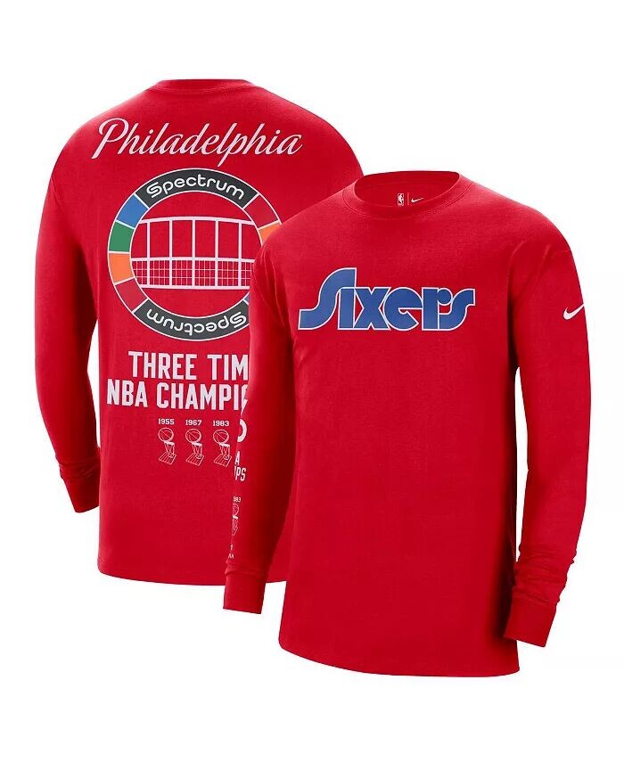 

Мужская красная футболка Philadelphia 76Ers 2021/22 City Edition Courtside Heavyweight Moments с длинным рукавом Nike