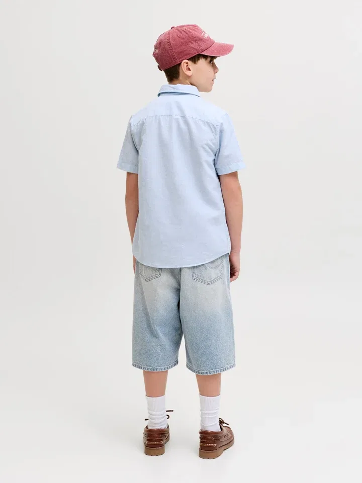 Шорты джинсовые, завышенная талия, JACK & JONES Junior, голубой — фото 4