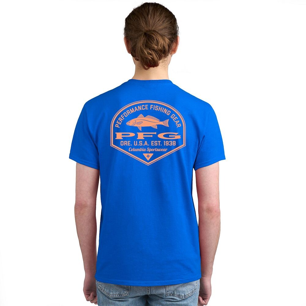 

Мужская футболка с короткими рукавами и рисунком Columbia PFG, цвет Vivid Blue