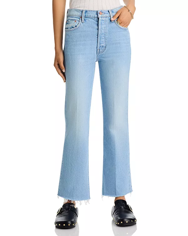 

Джинсы Tripper Flood с потертостями, стильные, как у кошки. Mother, синий