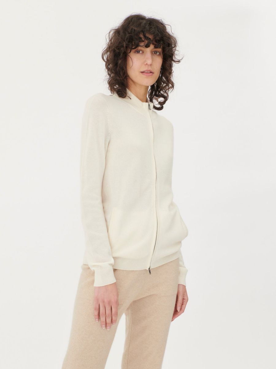 

Женский кашемировый кардиган на молнии Gobi Cashmere, Neutral-white asparagus
