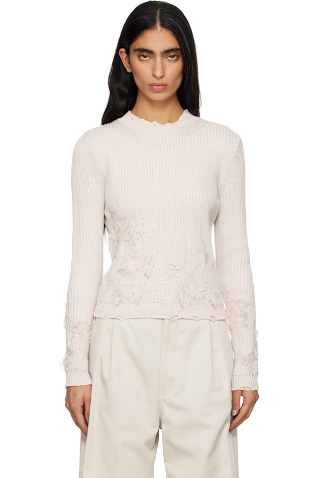 

Mm6 Maison Margiela Розовый свитер с оптическими ребрами