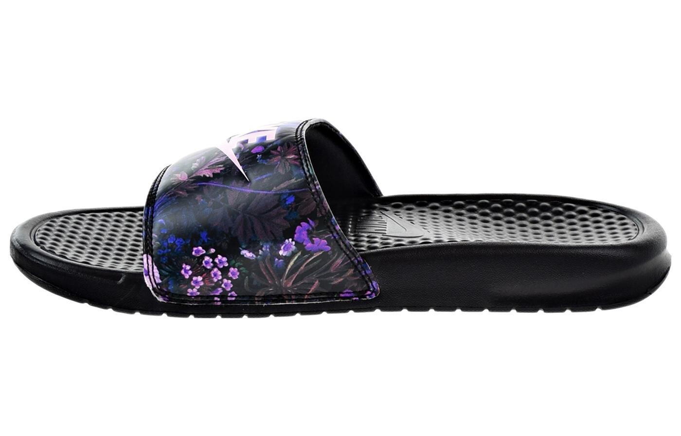 Шлепанцы и сланцы Nike Benassi Jdi Print Floral Women's 'Black Purple' Women's