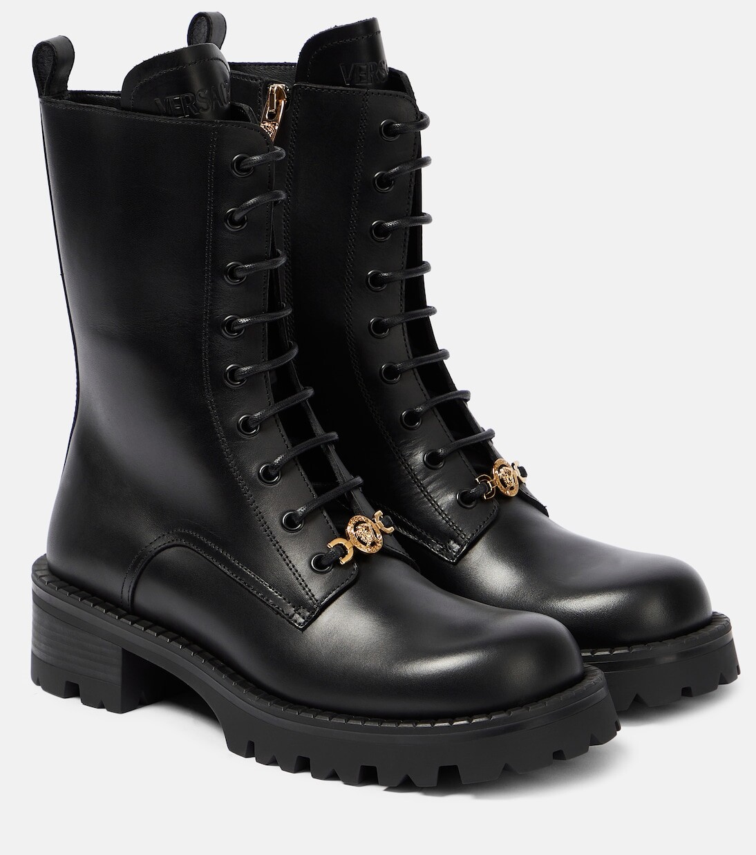 Кожаные ботинки vagabond на шнуровке Versace, черный