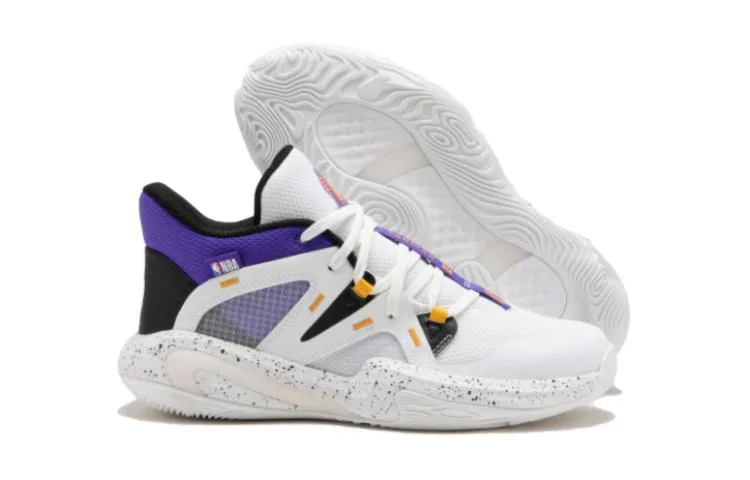 DECATHLON SE900 Lakers Slip Resistant Support Cushioning Mid top детские баскетбольные кроссовки White Purple Kids — фото 4