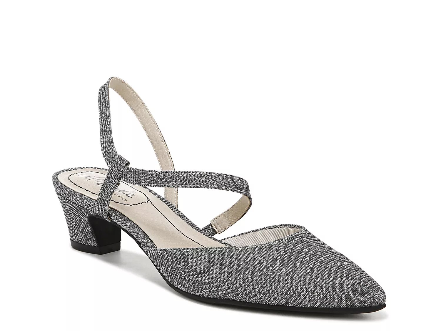 Туфли LifeStride Minimalist Pump, Pewter Metallic Glitter Fabric