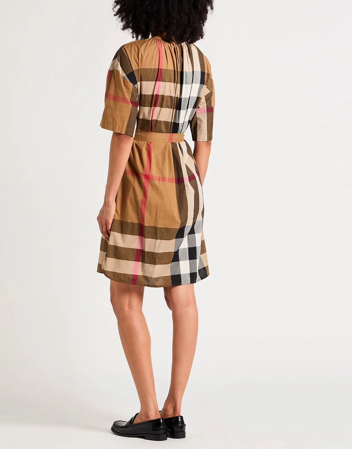 Платье-рубашка миди с принтом BURBERRY светло-коричневое — фото 3