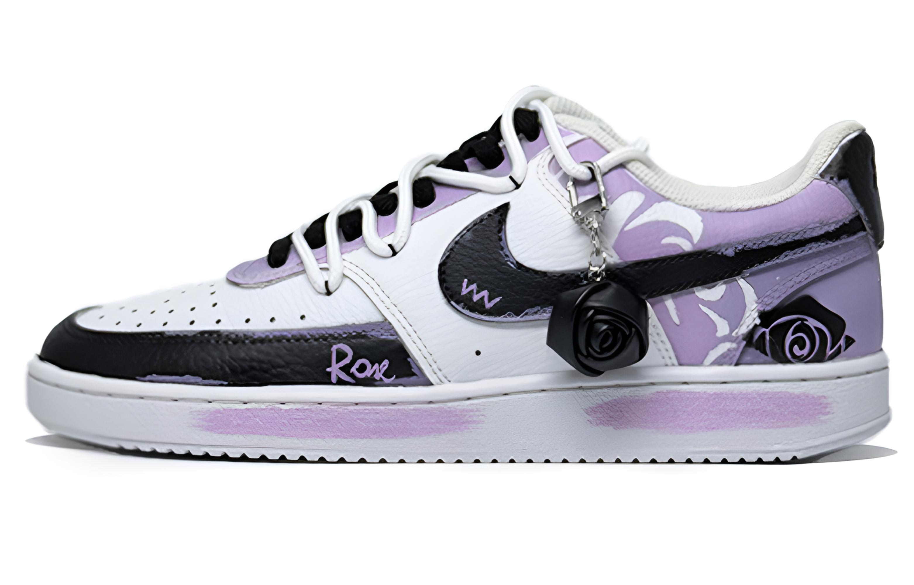 

Nike Кроссовки для скейтбординга Court Vision 1 с низким верхом, износостойкие, унисекс, черный с фиолетовыми вставками