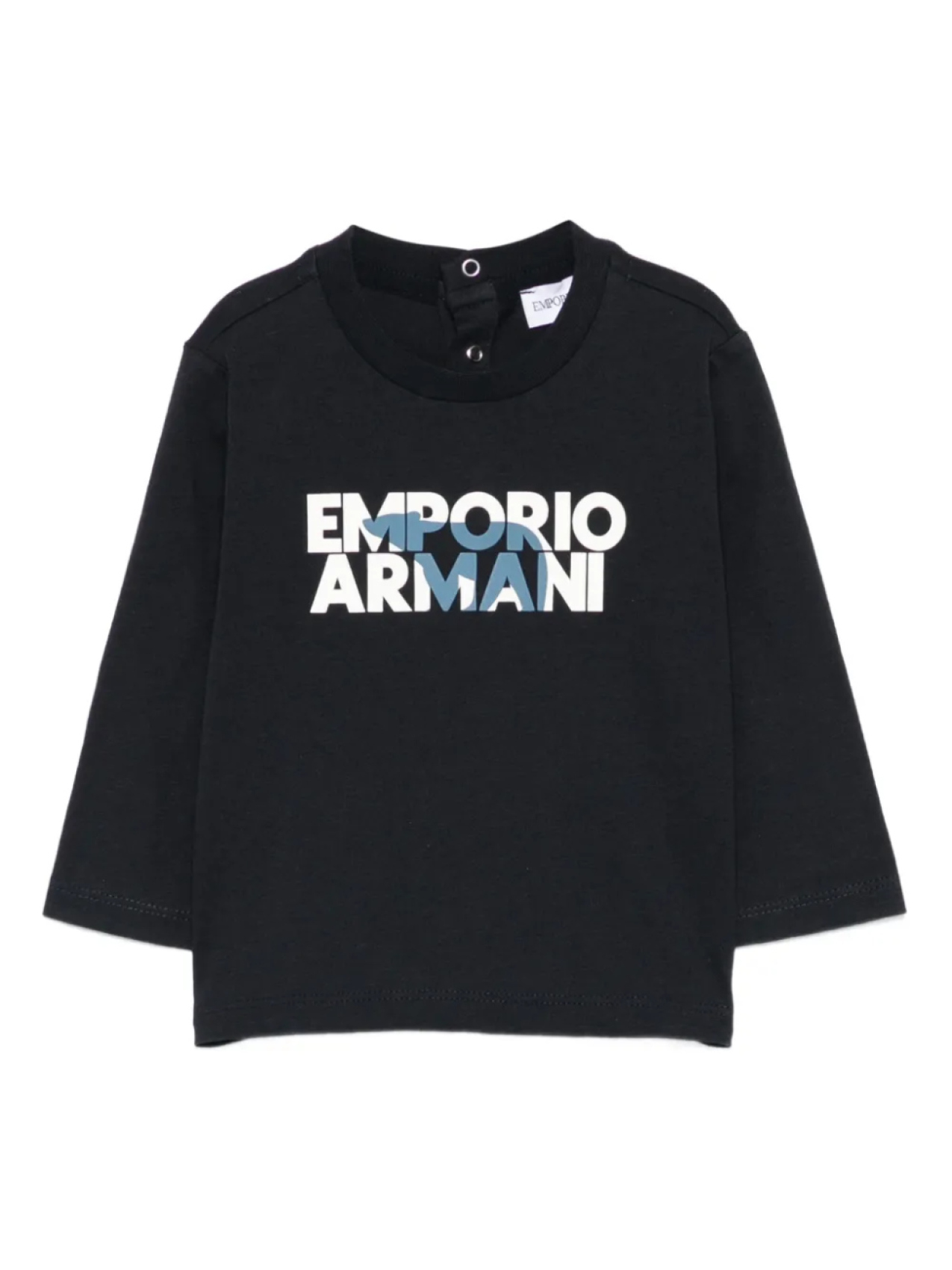 

Футболка с длинными рукавами и принтом логотипа Emporio Armani Kids, синий
