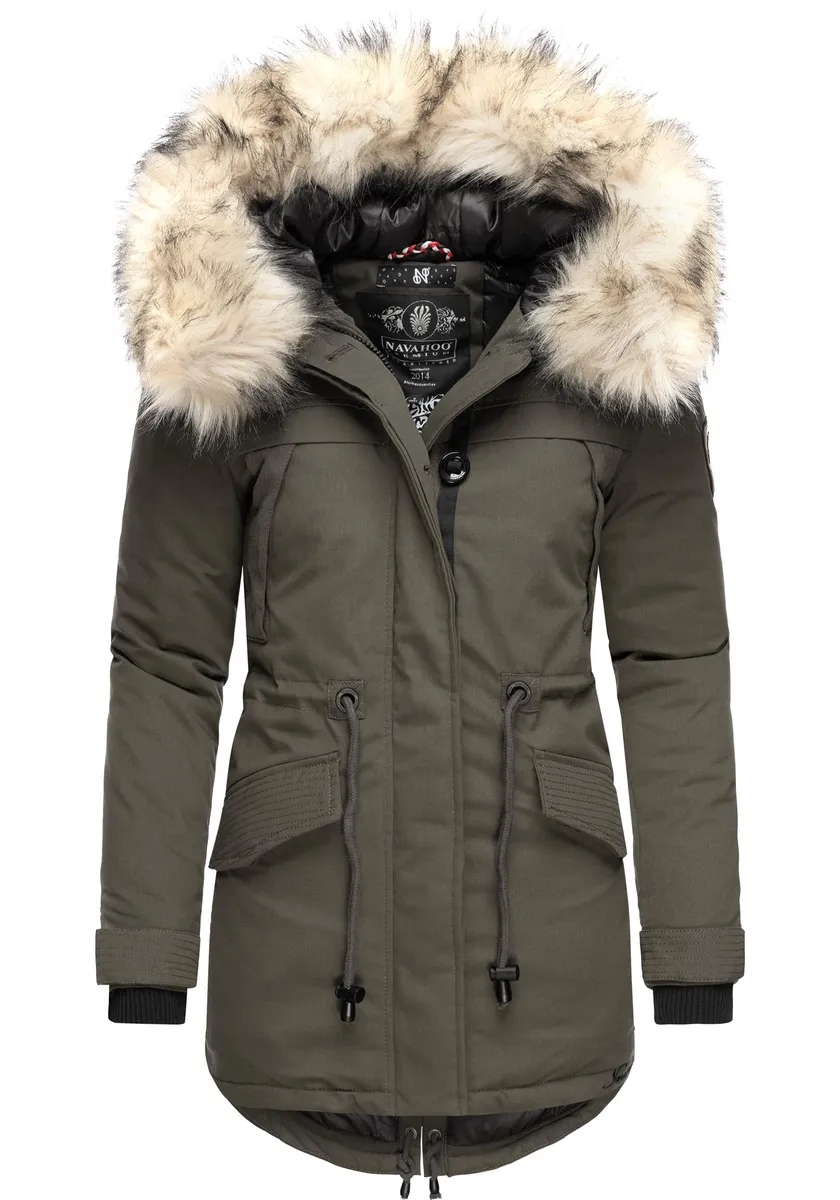 

Зимнее пальто Navahoo "Lady Like", элегантная парка со съемным искусственным мехом, серый
