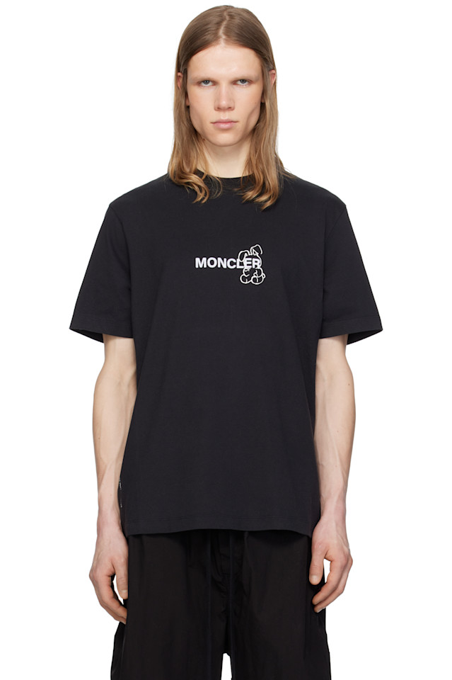 

Футболка Moncler x Fragment Хироши Фудживара с черным мультяшным логотипом Moncler Genius, черный