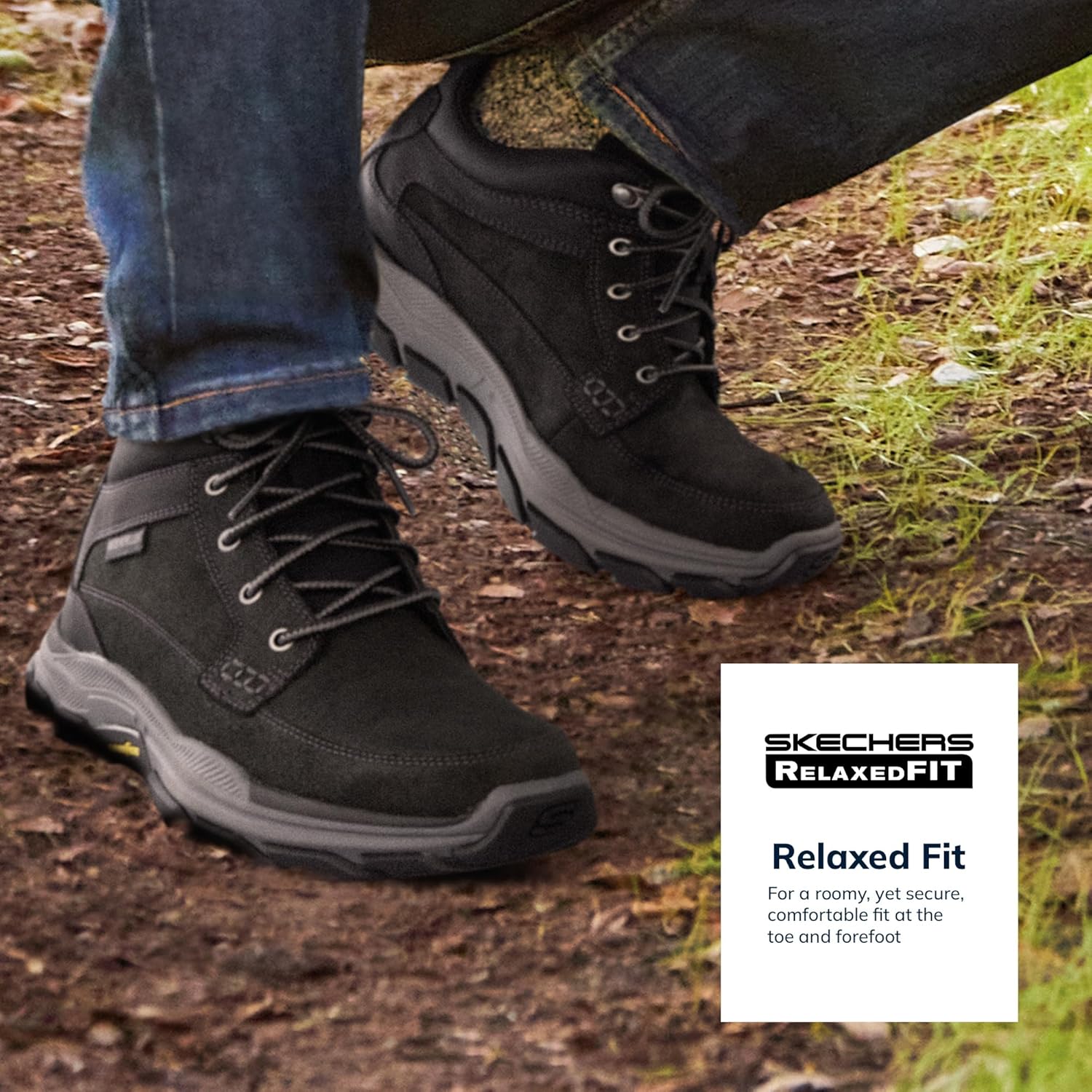 Мужские кроссовки Skechers Respected-Boswell с кожаным верхом и мокой, черный — фото 3