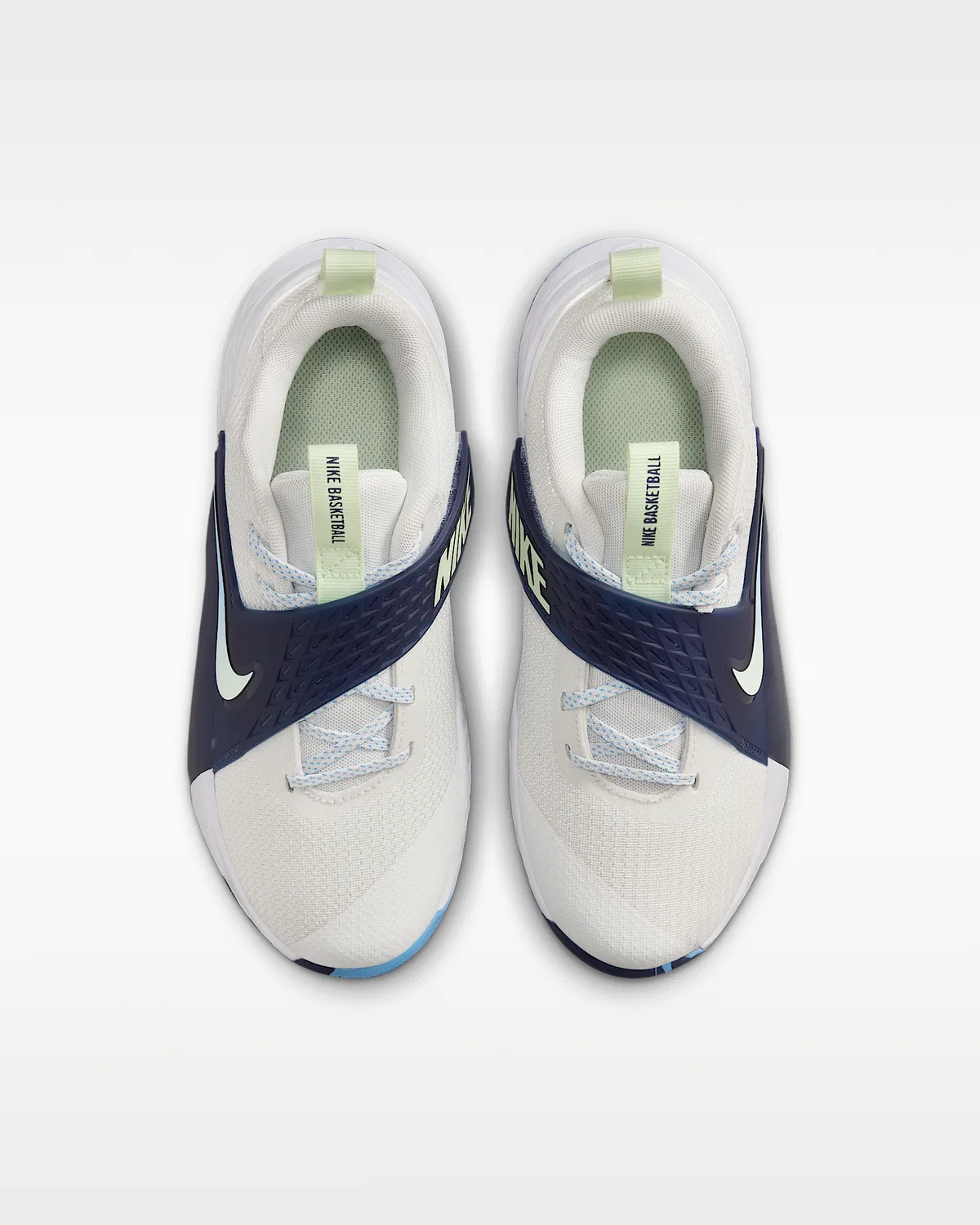Детские баскетбольные кроссовки Nike Team Hustle D 12, Summit White/Midnight Navy/University Blue/Volt Tint — фото 4