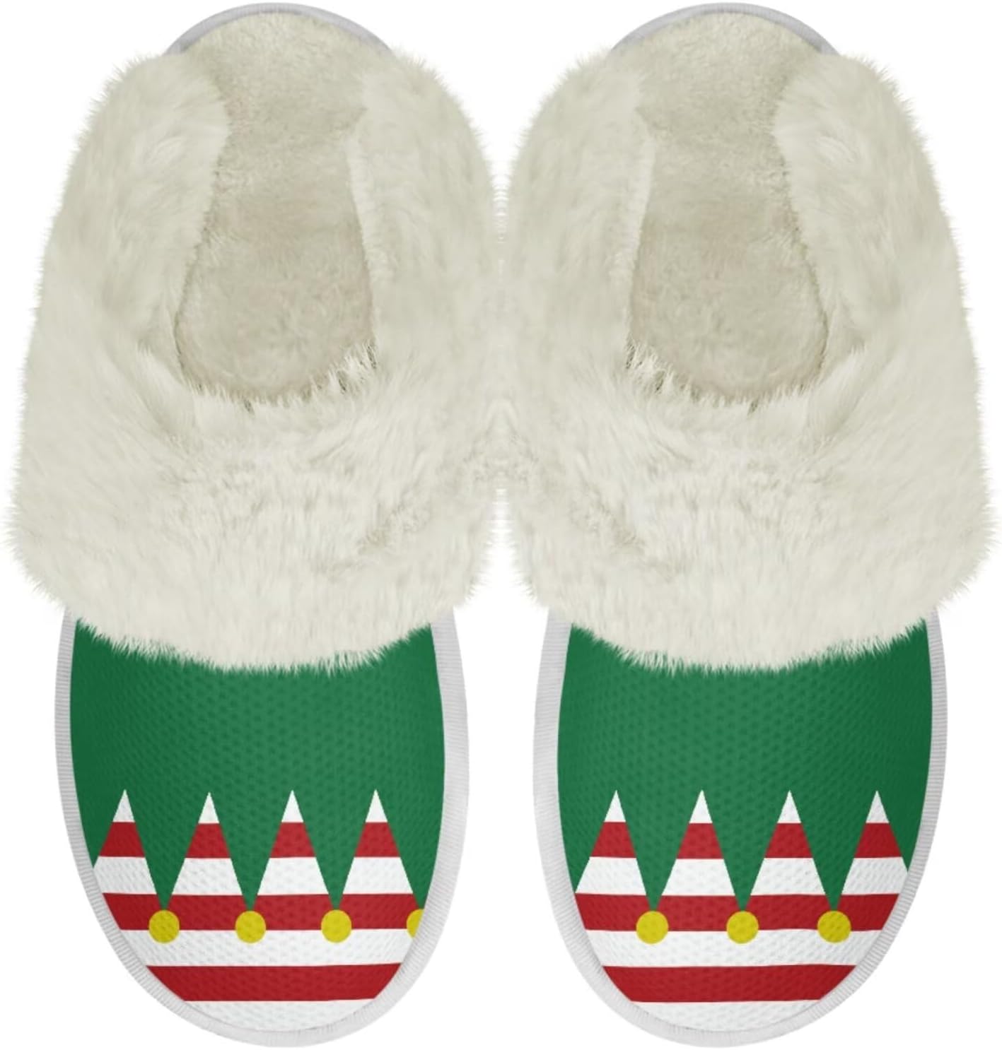 

Домашние тапочки Binienty для женщин и мужчин с эффектом памяти, для дома и улицы, пушистые тапочки для спальни, Xmas Stripes