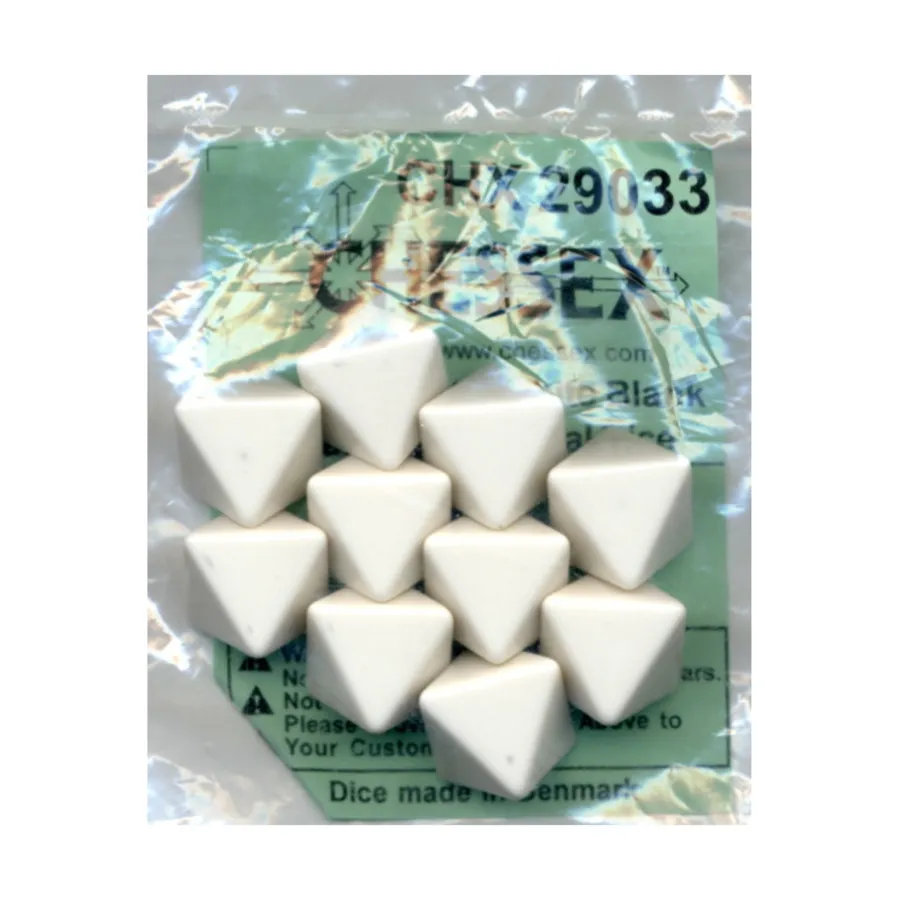 

d8 Пустой белый (10), Dice - Blank (Chessex)