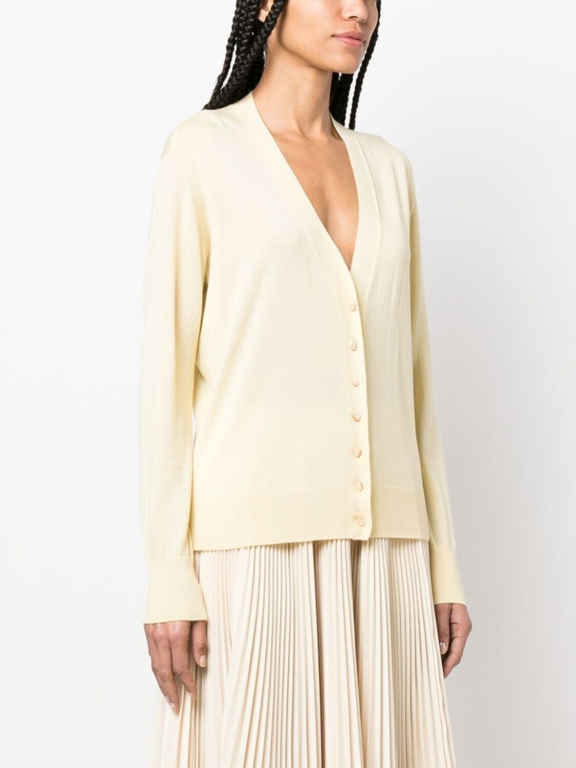 Jil Sander кардиган тонкой вязки с V-образным вырезом, желтый — фото 3