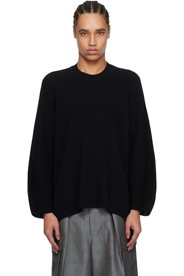 

Плотный хлопковый джемпер с крученой вязкой Homme Plissé Issey Miyake, черный