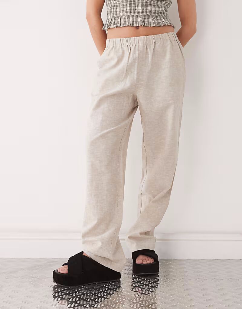 

Льняные брюки Monki бежевого цвета эксклюзивно для ASOS