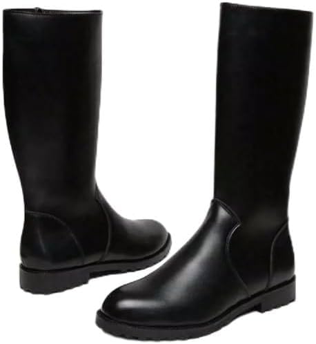 

Мужские сапоги до колена немецкой армии офицерские ботфорты с боковой молнией Waolsu, черный