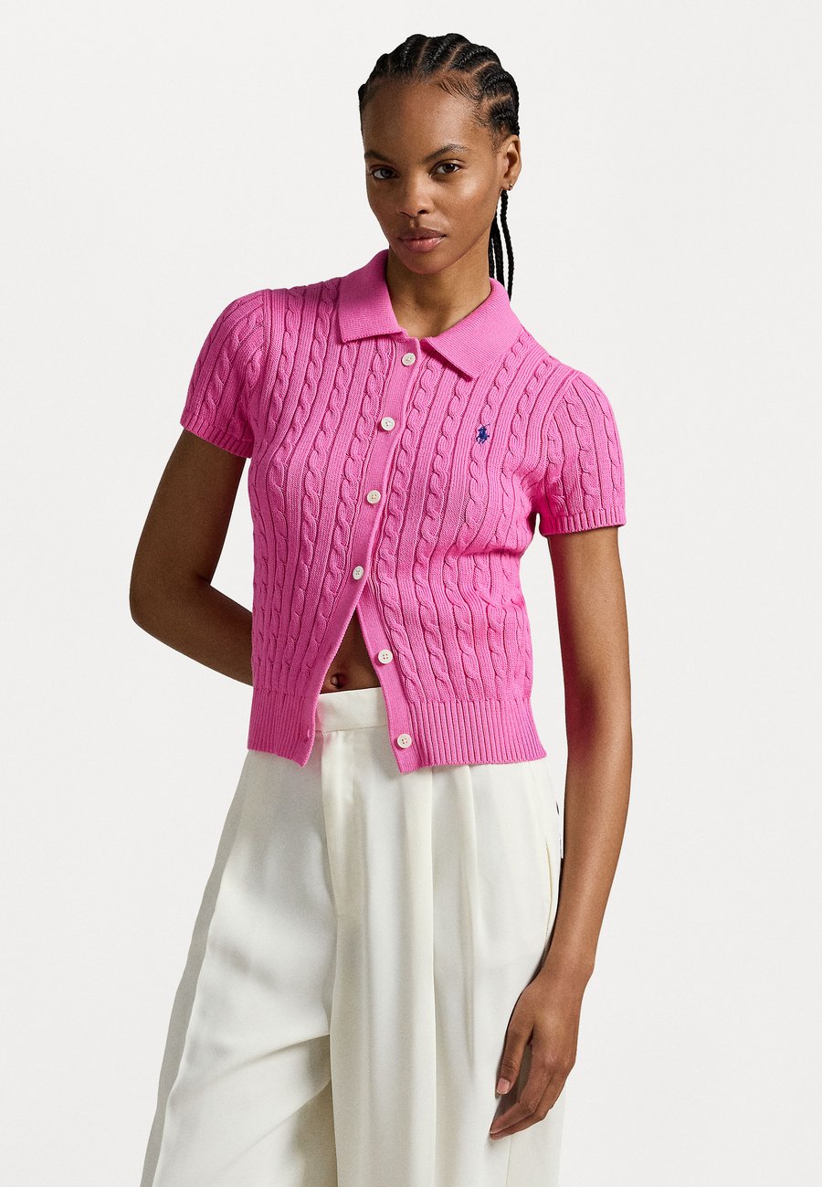 

Кардиган Polo Ralph Lauren CABLE COTTON SHORT SLEEVE POLO CARDIGAN, Dalia Pink/Pink