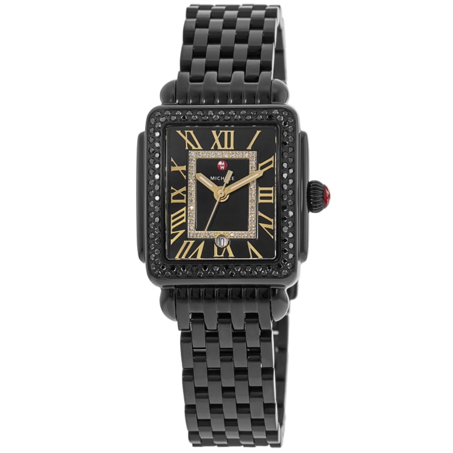 

Женские часы Michele Deco Madison Diamond Quartz с черным циферблатом из стали MWW06G000042