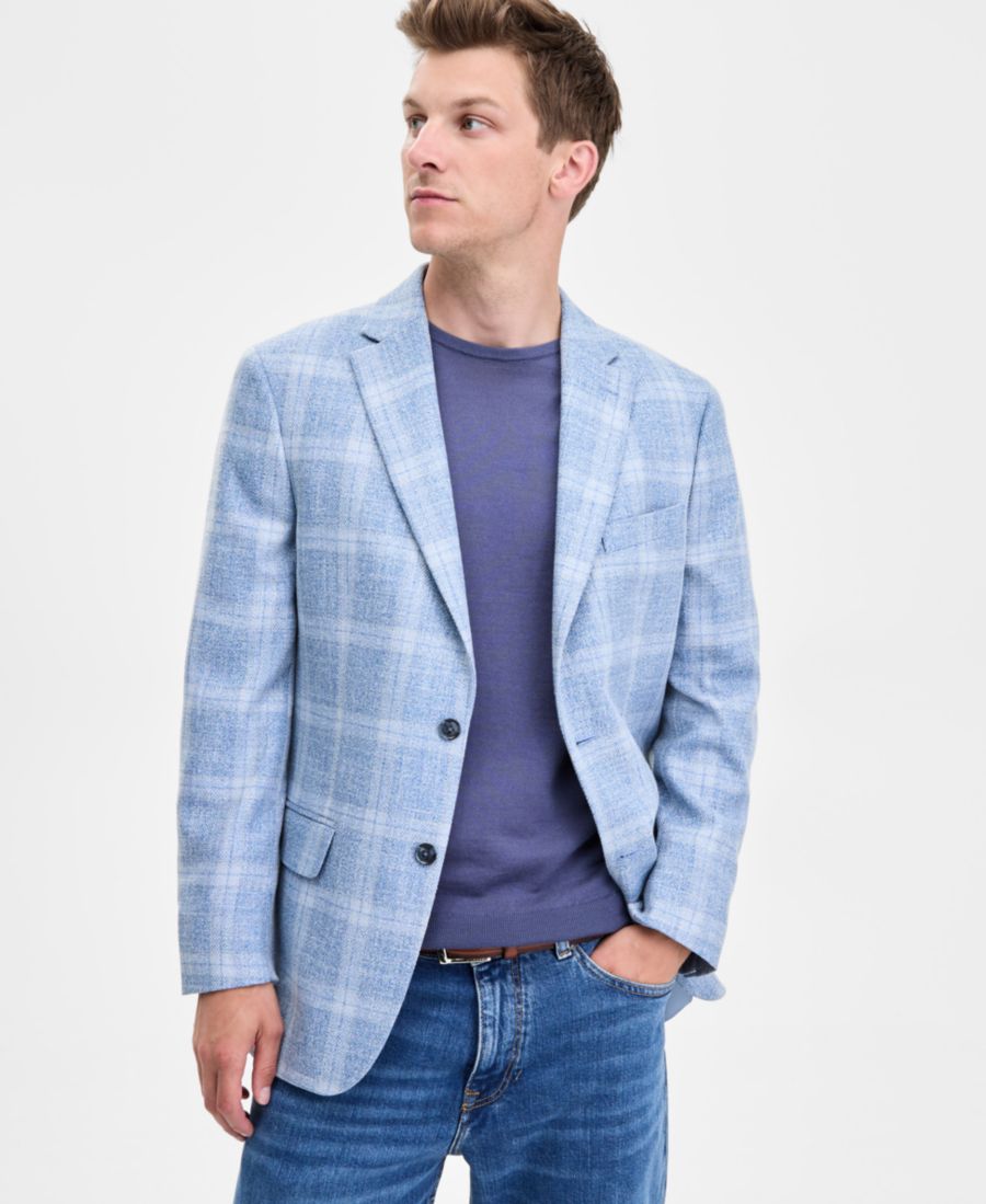 

Мужской спортивный пиджак в клетку современного кроя Tommy Hilfiger, Light Blue