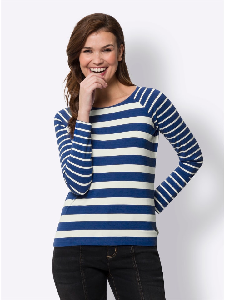 

Рубашка с длинными рукавами королевского синего цвета с полосками цвета экрю Heine