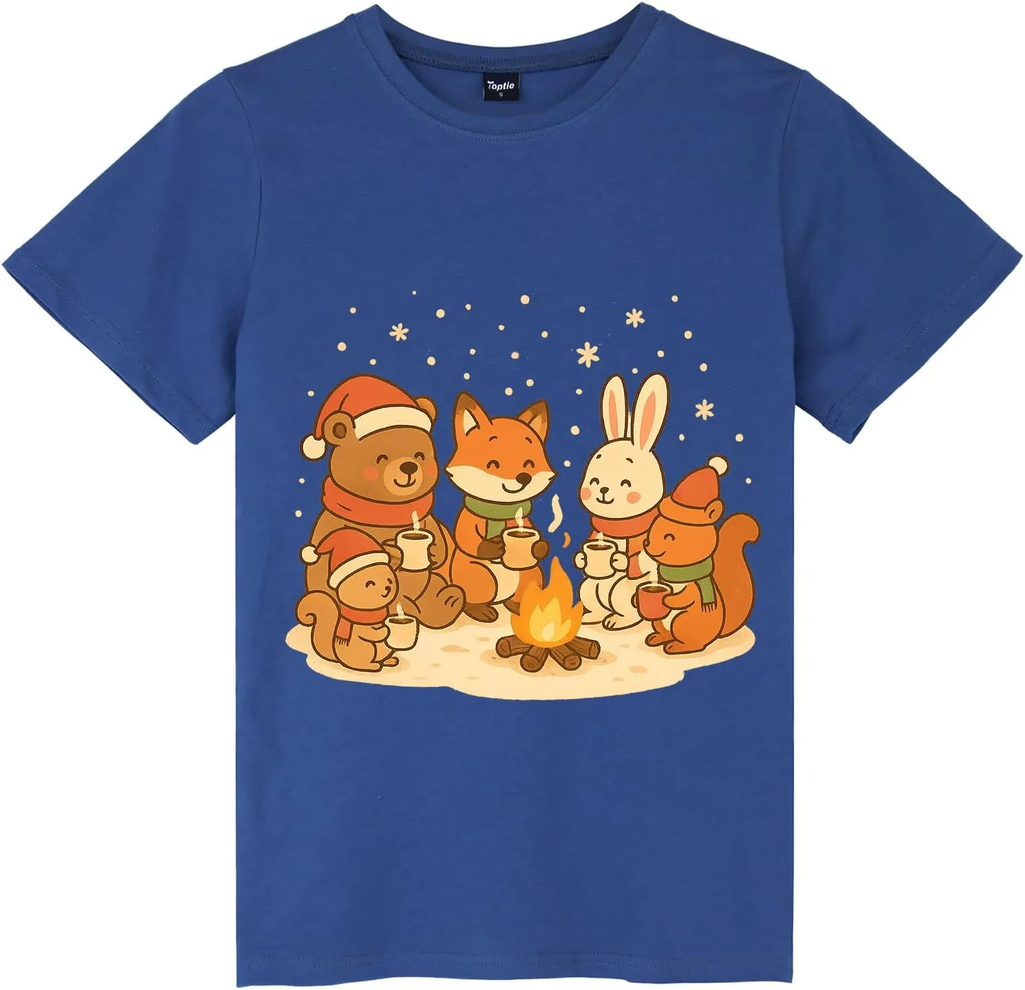 

Футболка TopTie с милыми новогодними животными, Unisex Cotton Crewneck Tee для взрослых