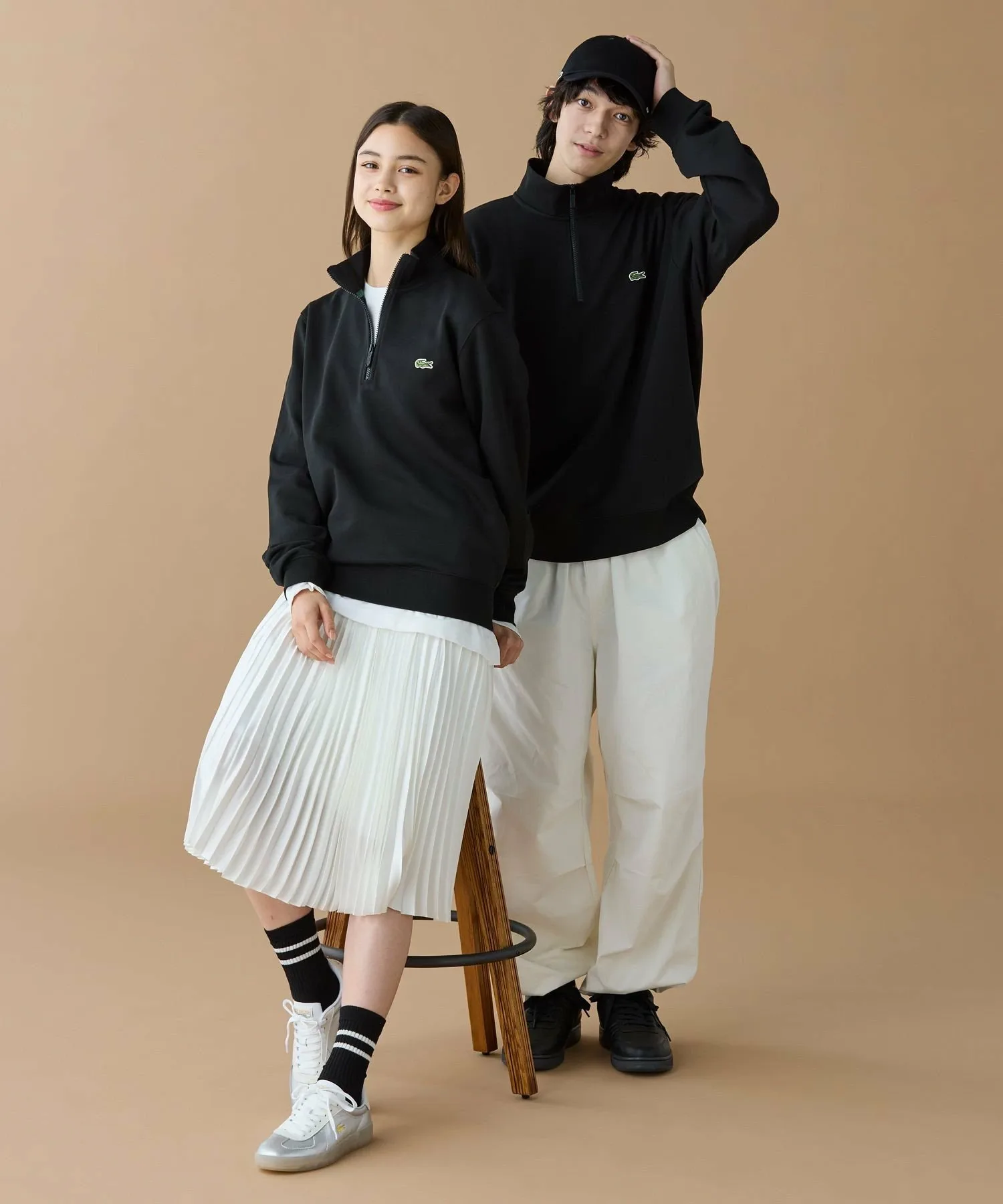 Толстовка с высоким воротником и застежкой-молнией до середины груди LACOSTE, Black — фото 2