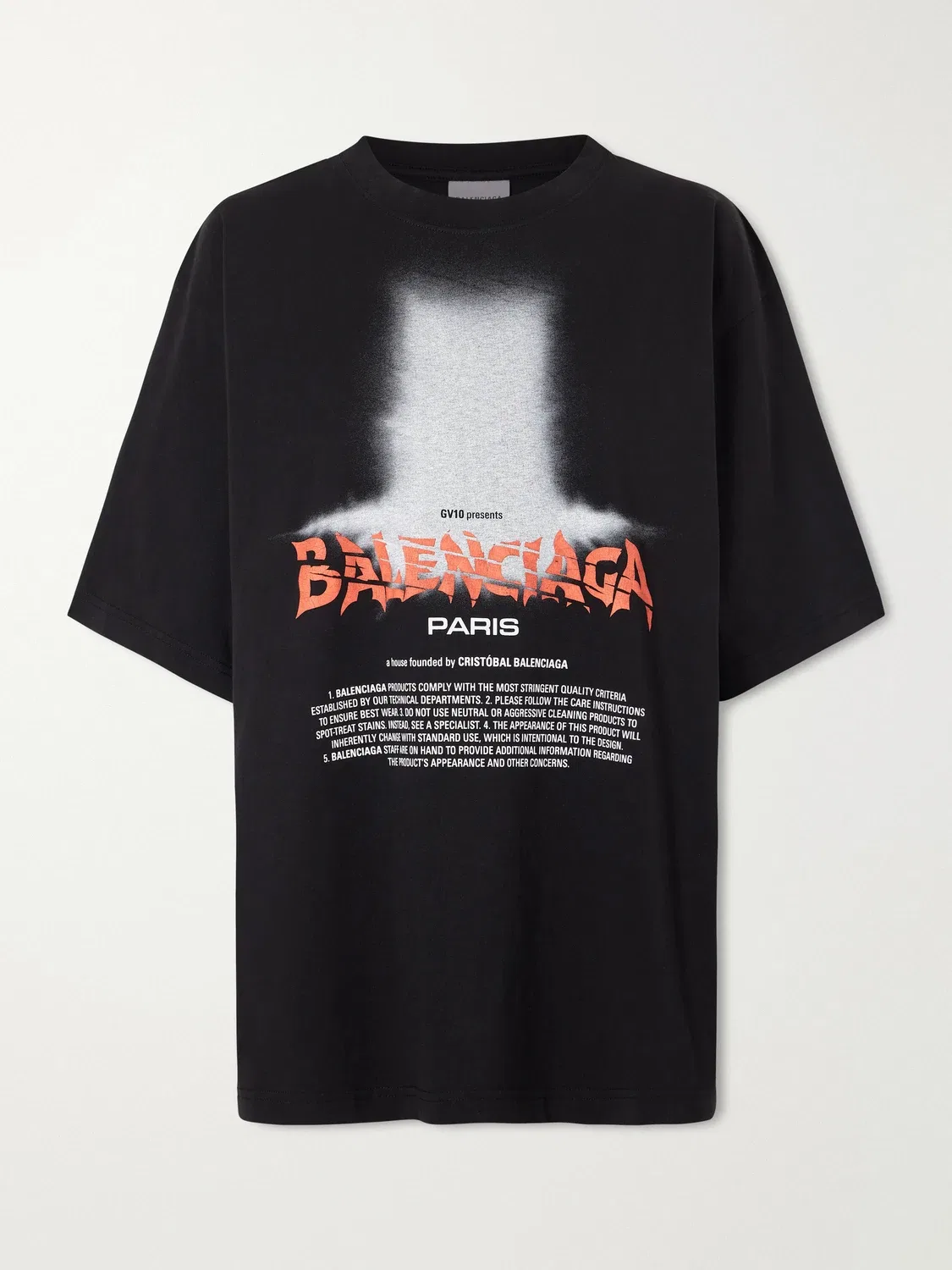 Футболка из смесового хлопка с принтом BALENCIAGA, черный