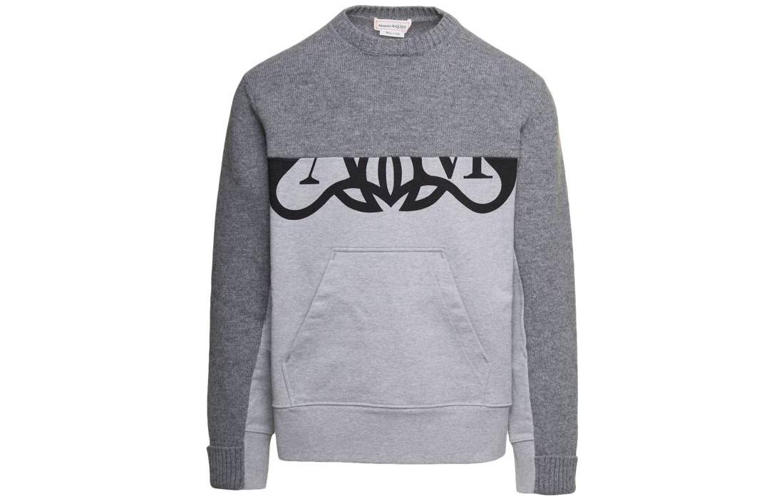 

Вязаный джемпер с панелями Alexander McQueen, серый