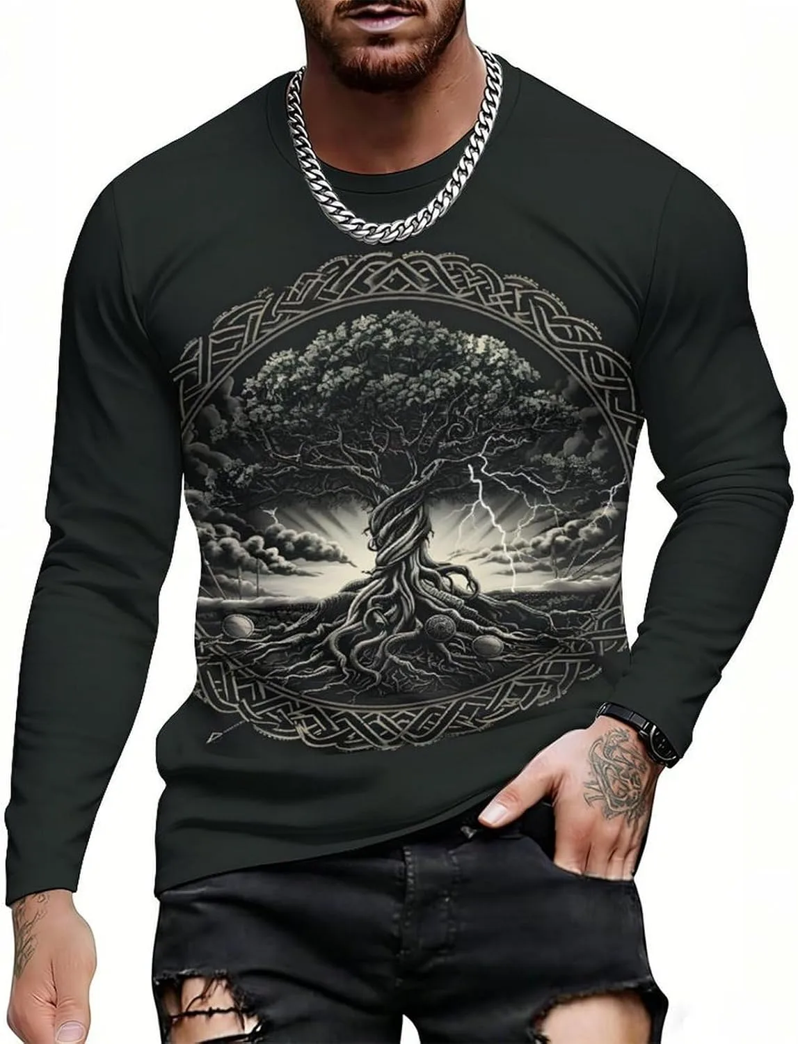 

Мужская футболка с длинным рукавом 3D Printed Cool Casual BarbedRose