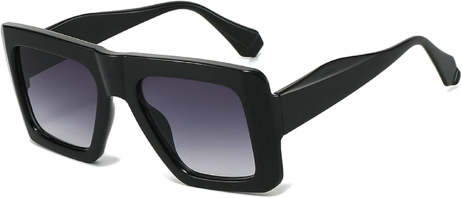 

Крупные квадратные солнцезащитные очки для женщин и мужчин в стиле ретро 70-х годов, очки-пилот, модные солнцезащитные очки с защитой от УФ-излучения mincl, Black Gray