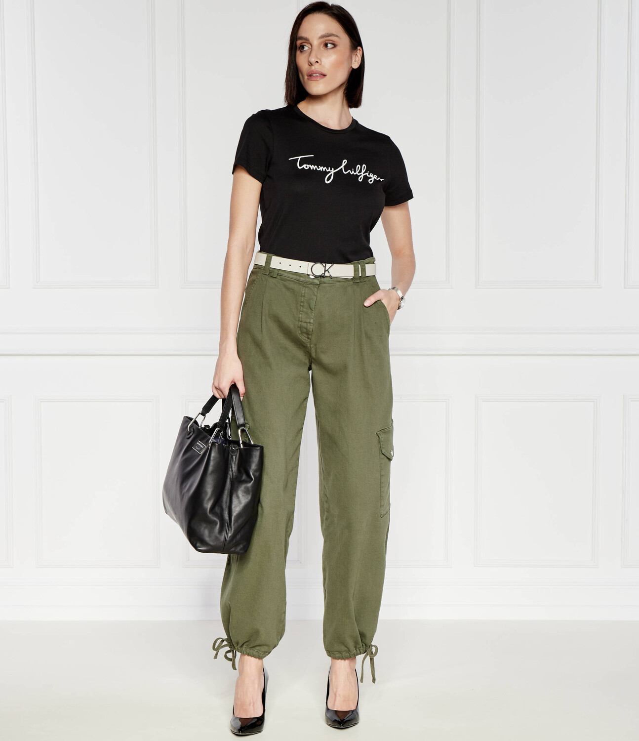 Футболка Tommy Hilfiger REG C-NK SIGNATURE Regular Fit, черный — фото 2