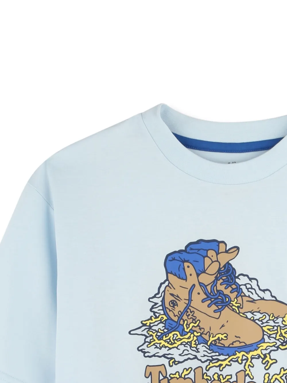 Футболка из хлопка с принтом ботинок Timberland Kids, синий — фото 3