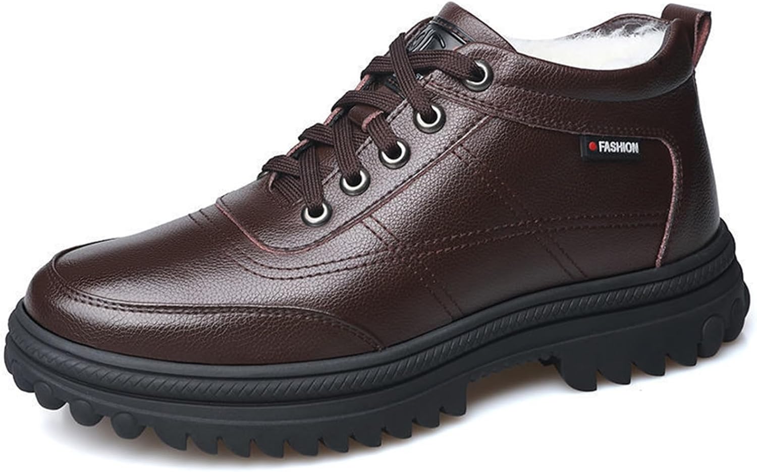 

Мужские зимние высокие кожаные ботинки с термоизоляцией, удобные с подкладкой, для повседневной носки и холодной погоды Generic, коричневый