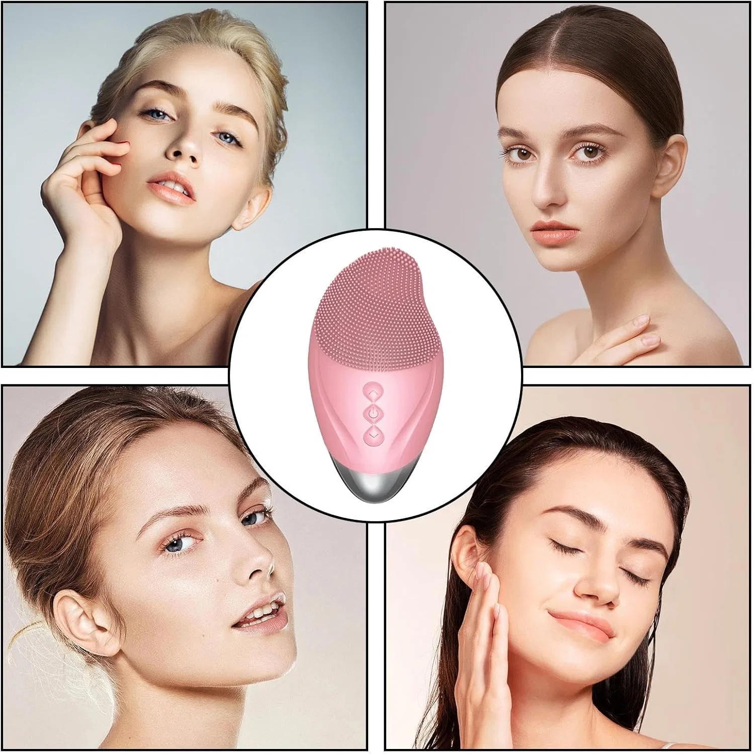 Электрическая щетка для чистки лица из силикона Generisch, Pink — фото 4