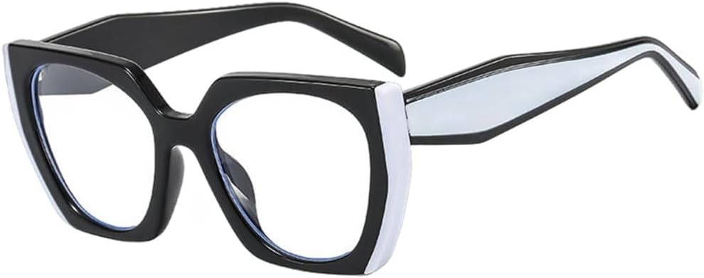 

HaoLMi - Модные солнцезащитные очки в форме «кошачий глаз» с многоугольными линзами, элегантные, винтажные, с защитой от УФ-излучения UV400, роскошные женские солнцезащитные очки, Black White