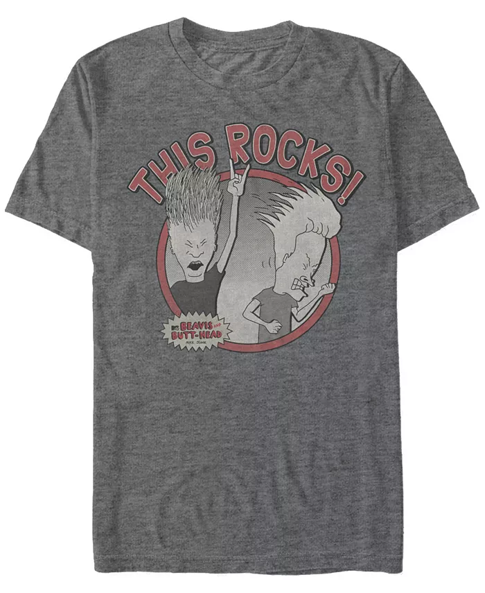 

Футболка с коротким рукавом Beavis and Butthead MTV Men's Rock Out Man Logo Fifth Sun, серый