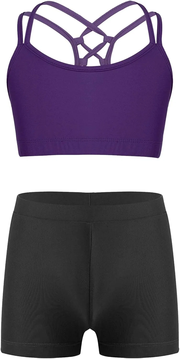 Детский спортивный комплект топ с шортами Daenrui, Violet