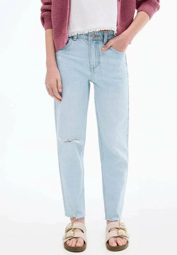 Детские джинсы прямого кроя для подростков Mango Kids, Light Blue — фото 2