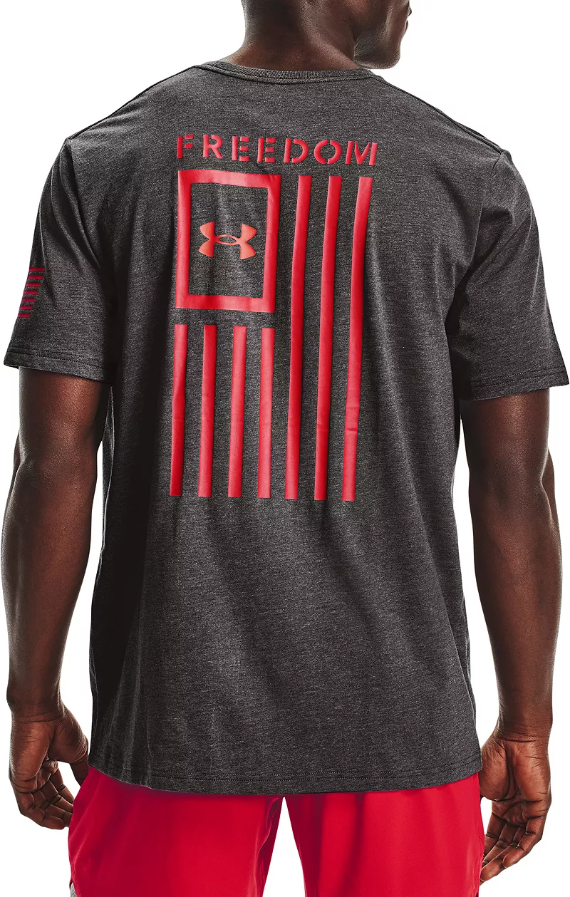 

Мужская футболка с изображением флага свободы Under Armour New, цвет Charcoal Med Heather/Red
