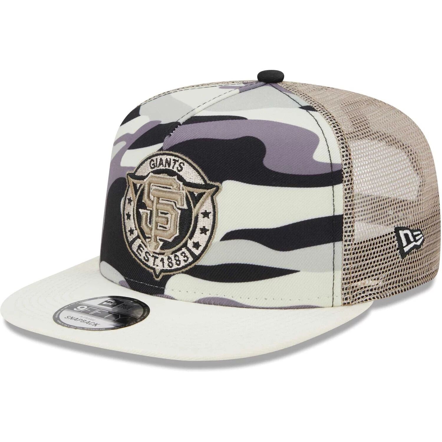 

Мужская кепка New Era White San Francisco Giants Chrome Camo A-Frame 9FIFTY Trucker Snapback Hat