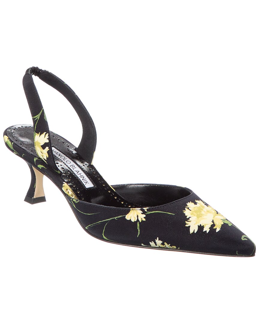 Маноло Бланик Каролайн 70 Атласные туфли-лодочки на шпильке Manolo Blahnik, черный