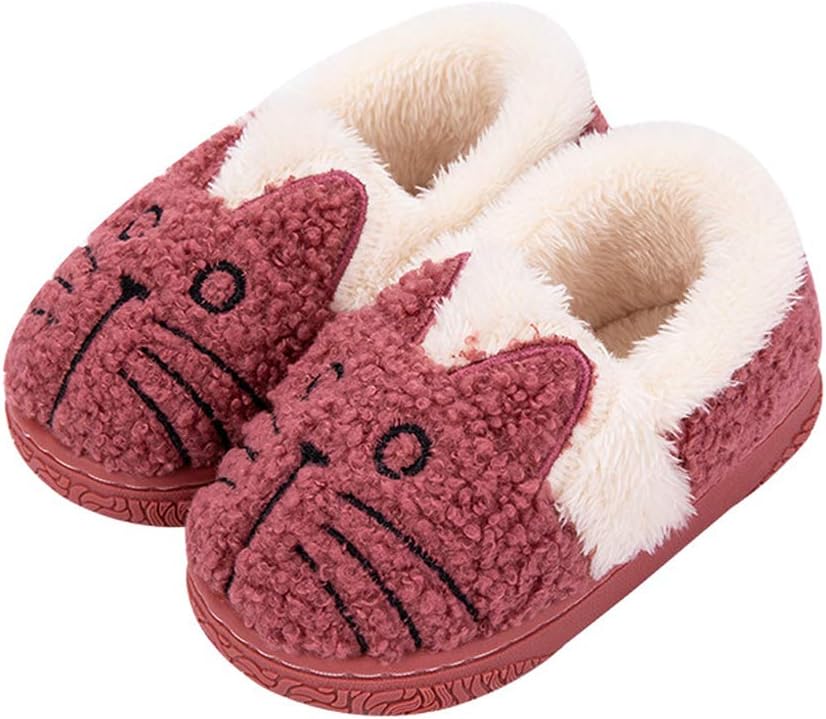 

JadeRich Взрослые/Детские Милая Кошка Обувь Флисовые Теплые Ботинки Обувь С Латексной Памятью Легкие Тапочки, красный