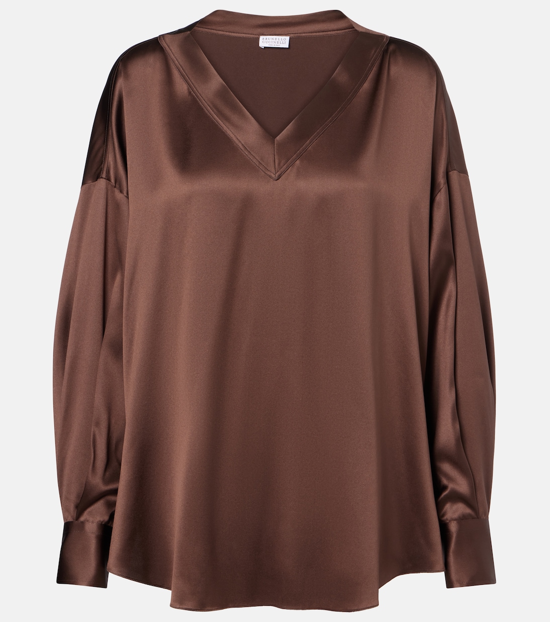 

Блузка из шелкового атласа Brunello Cucinelli, Marrone