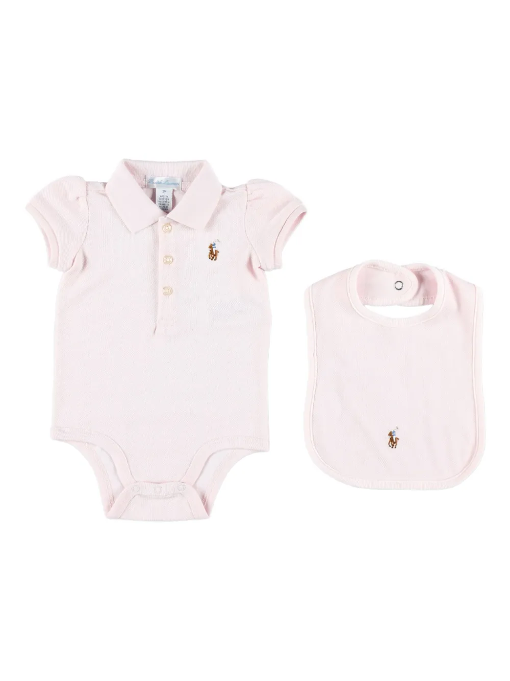 

Комплект боди с вышитым логотипом Polo Ralph Lauren Kids, розовый