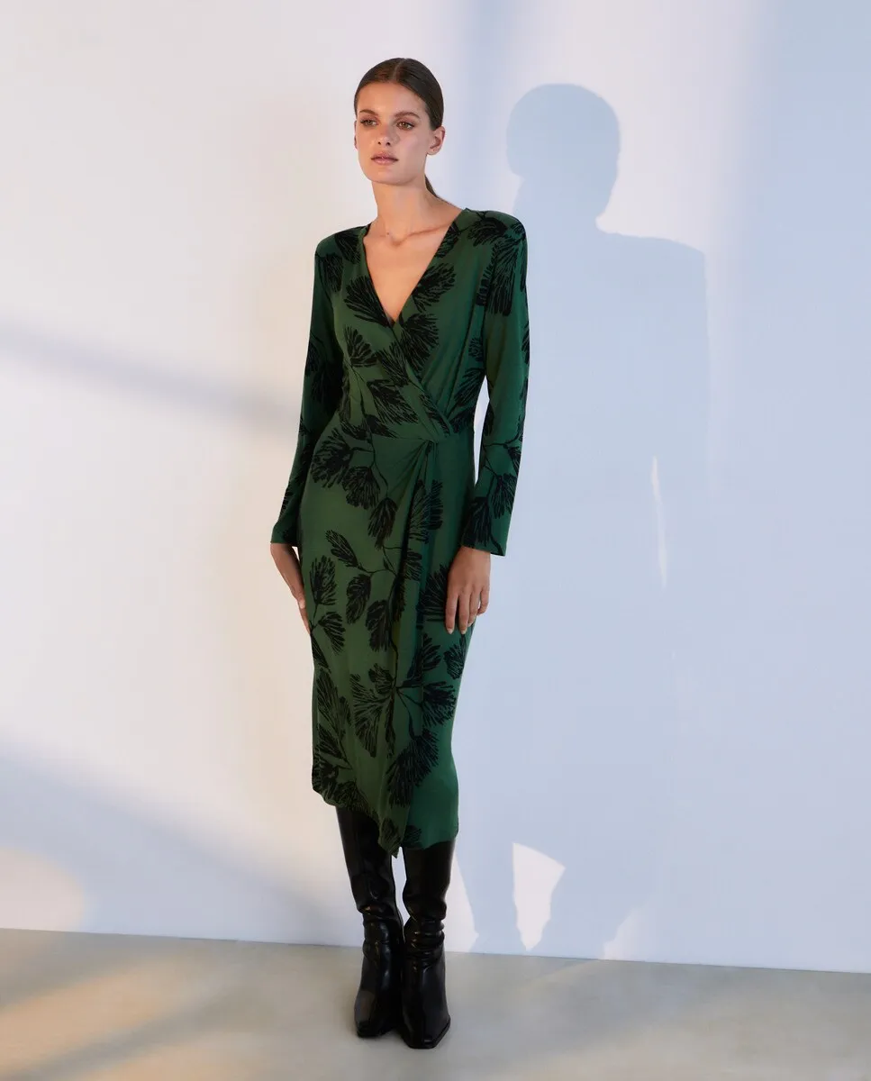 

Платье миди с длинными рукавами Woman El Corte Inglés, зеленый